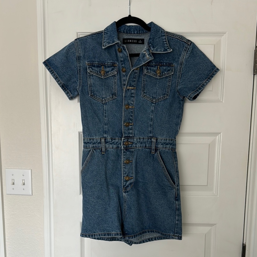 Lulus Denim Button-Up Romper